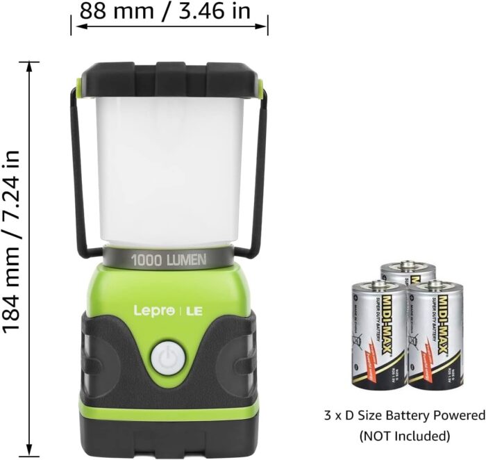 Waterproof Tent Light with 4 Light Modes, Camping Essentials, Portable Lantern Flashlight for Camping, Emergency Light, Power Outages, Not Rechargeable